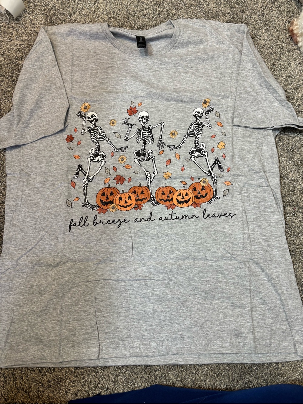 Kids Halloween Skeletons & Pumpkins T‑Shirt - Gray